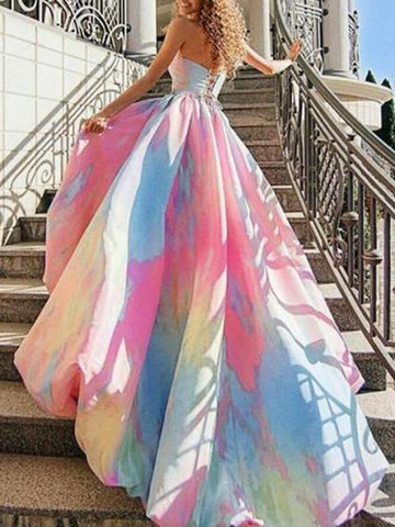 Woochic robe longue court devant longue derriere bustier dos nu soirée mode Multicolore S